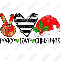  Christmas Peace Love T Shirt Heat Iron on Transfer Decal 