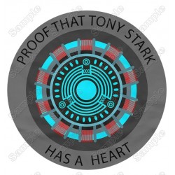 Proof That Tony Stark Has A Heart T Shirt Heat  Iron on Transfer Decal 