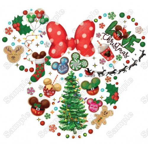 Christmas Disney World  Mickey and Minnie T Shirt Iron on Transfer Decal   by www.shopironons.com