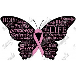 Breast Cancer Awareness butterfly T Shirt Iron on Transfer Decal #21